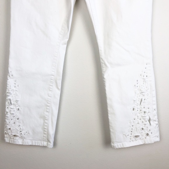 - Anthropologie Pilcro and the Letterpress Superscript High Rise White Cro… - Picture 7 of 14